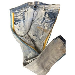 Another Hype Piece AHP Ripped Distressed Jeans Paint Splatter Mens Sz 42 X 34